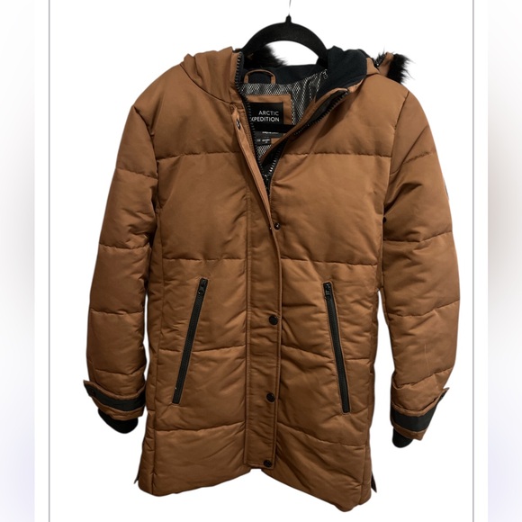 Arctic Expedition Down Parka With Side Snaps in the Color Dark Roast - Picture 4 of 16